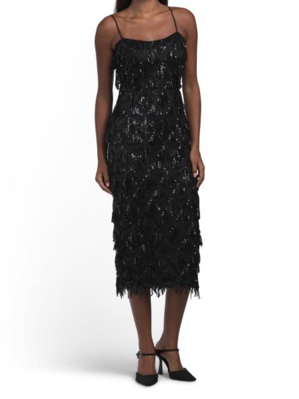 ENDLESS ROSE Diagonal Sequins Slip Dress